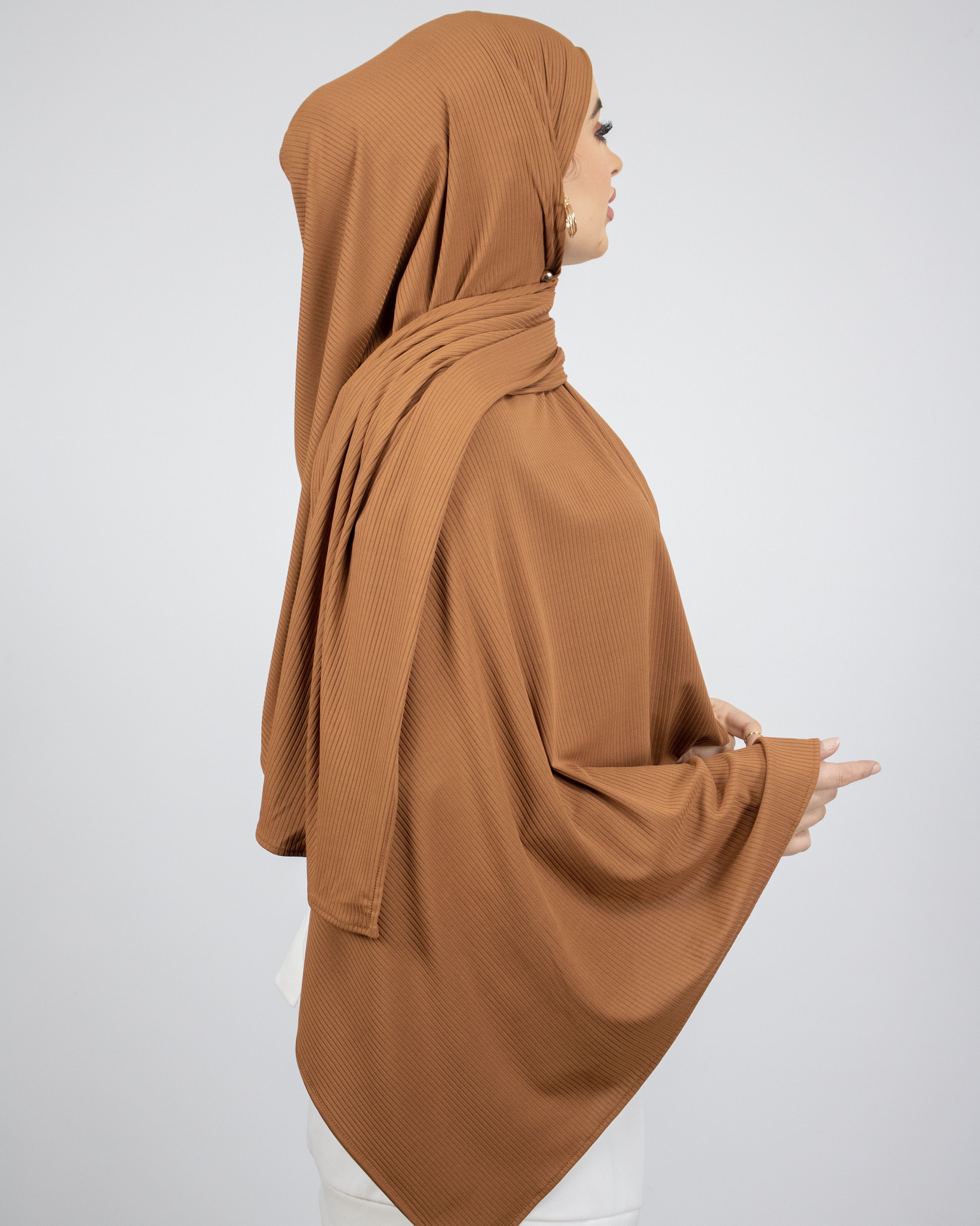 Hijab jersey premium côtelé LAMISHIJAB® CRÉATION (Couleurs : Marron)