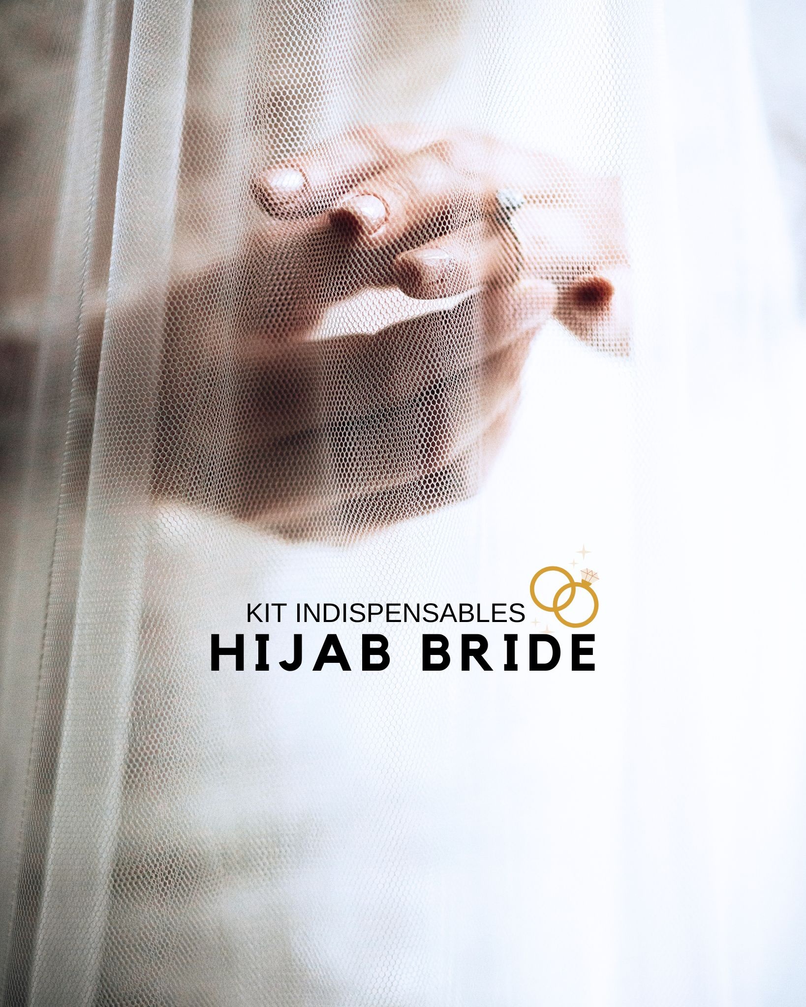 Kit de Mariée Voilée - Toutes les Indispensables pour une Pose de Hijab Belle et Pudique le Jour J (Modèle de Hijab  : Crêpe de Luxe - Couleur du KIT  : Ivoire / Blanc cassé)