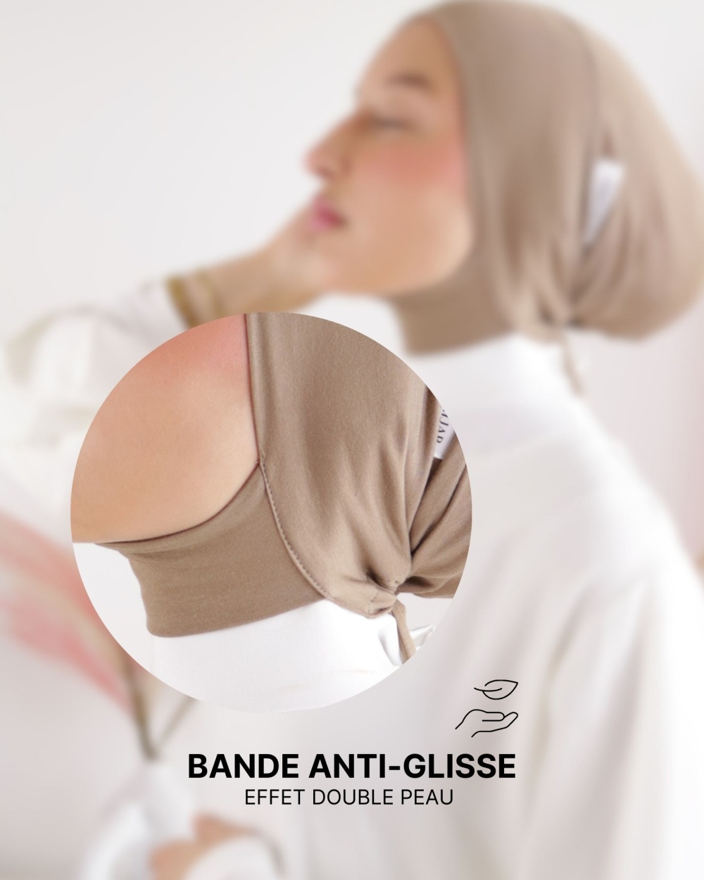 Bonnet hijab en jersey de bambou - Plume