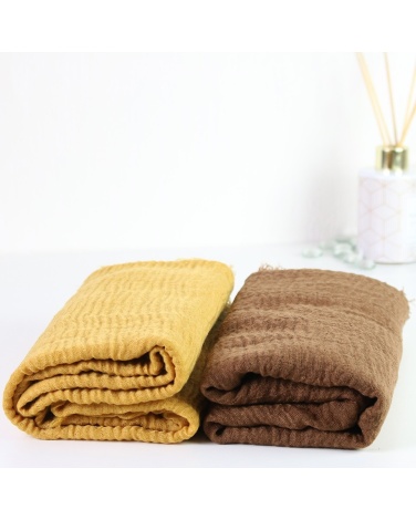 Maxi hijab froissé jaune moutarde