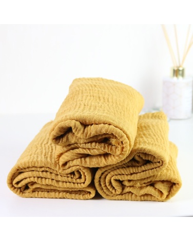 Maxi hijab froissé jaune moutarde