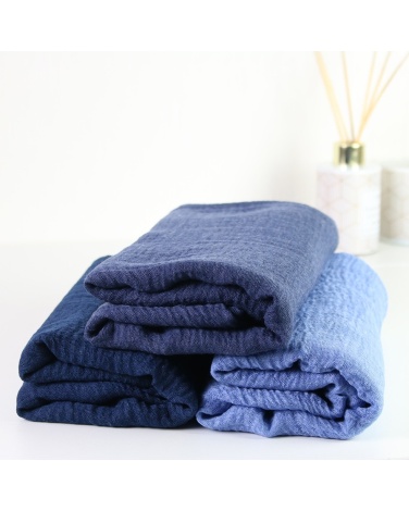 Maxi hijab froissé bleu jean