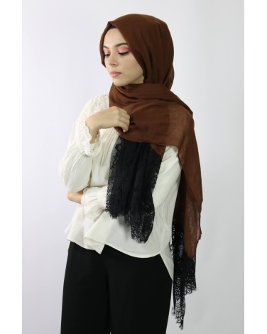 Maxi Hijab Coton PREMIUM avec dentelle  ★