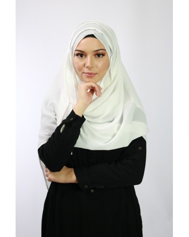 Hijab à enfiler entiérement cousu Ecru