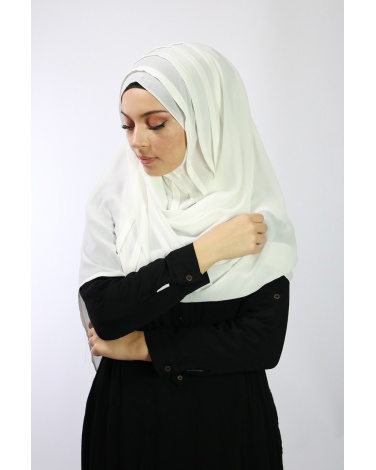 Hijab à enfiler entiérement cousu Ecru