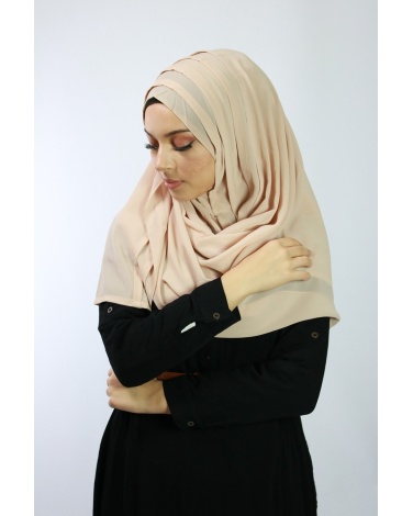 Hijab à enfiler entiérement cousu Nude