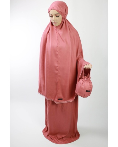Ensemble de prière 3 pièces uni vieux rose