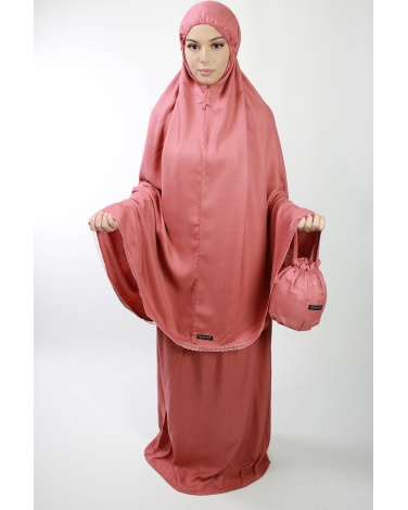 Ensemble de priére 3 piéces Fleuri Rose