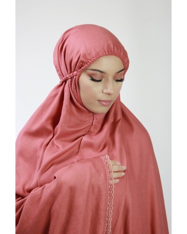 Ensemble de prière 3 pièces uni vieux rose