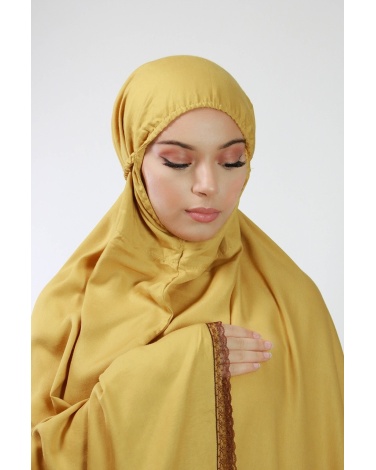 Ensemble de prière 3 pièces uni jaune moutarde