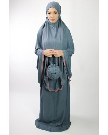Ensemble de prière 3 pièces uni gris bleuté