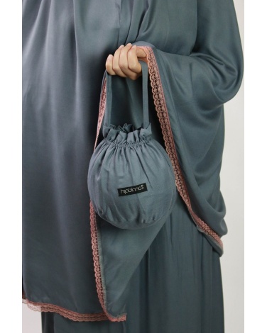 Ensemble de prière 3 pièces uni gris bleuté