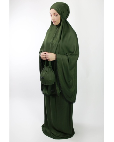 Ensemble de prière 3 pièces uni vert militaire
