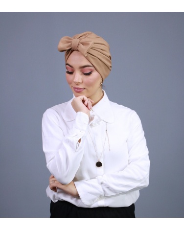 Turban à enfiler beige brun