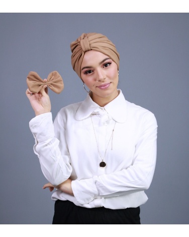 Turban à enfiler beige brun