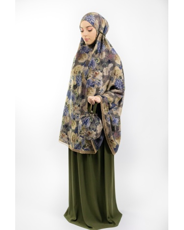 Ensemble de prière fleuri vert foncé