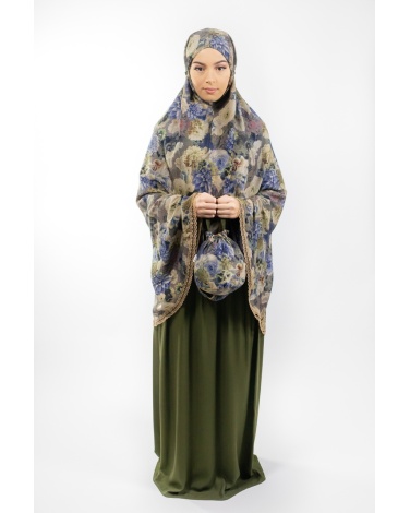 Ensemble de prière fleuri vert foncé