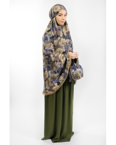 Ensemble de prière fleuri vert foncé