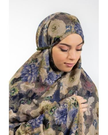 Ensemble de prière fleuri vert foncé