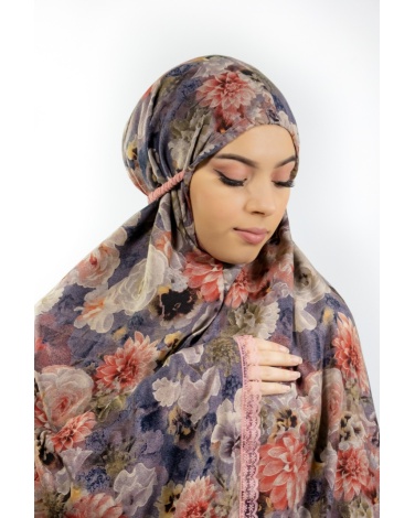 Ensemble de prière fleuri rose