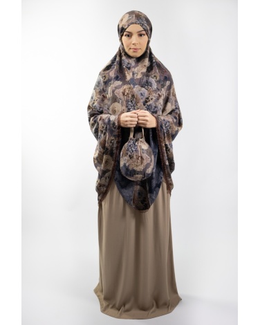 Ensemble de prière fleuri taupe