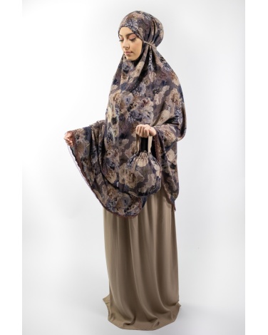 Ensemble de prière fleuri taupe