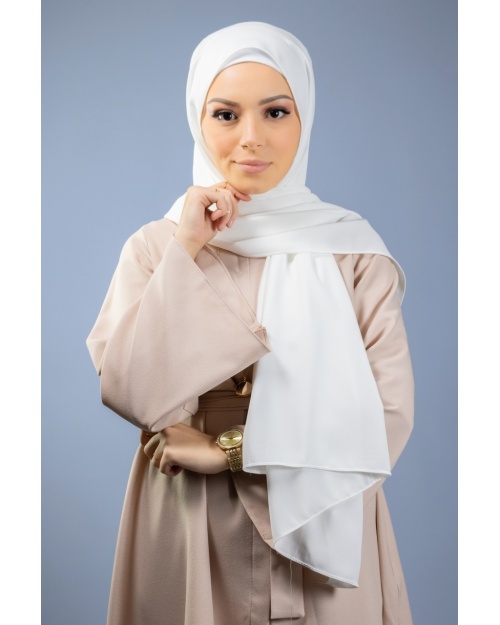 Maxi hijab mousseline de soie opaque ivoire 