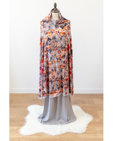 Ensemble de prière fleuri Gris clair 