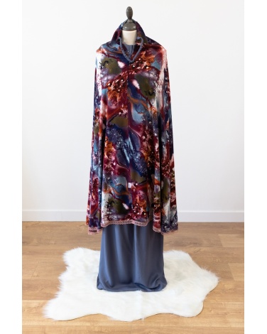 Ensemble de prière fleuri Aubergine