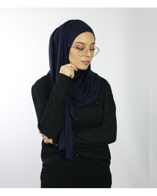 Hijab à enfiler avec ouvertures pour lunettes Bleu marine 