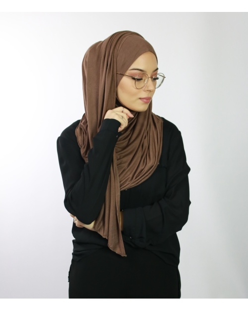 Hijab à enfiler avec ouvertures pour lunettes Marron 