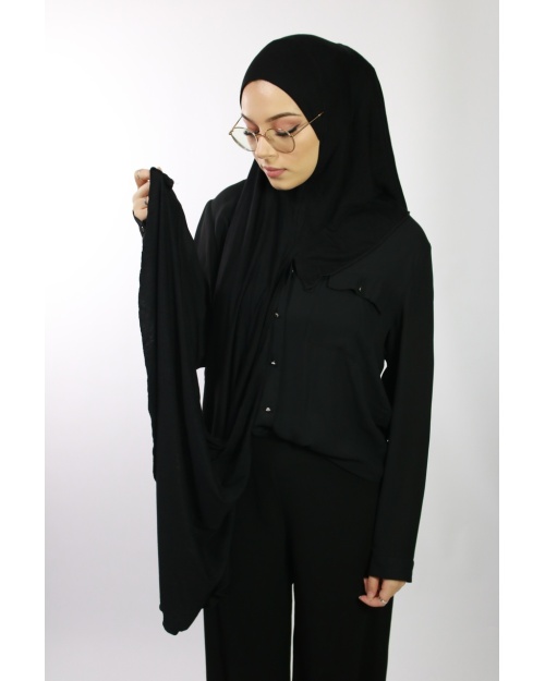 Hijab à enfiler avec ouvertures pour lunettes  Noir