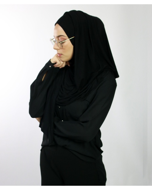 Hijab à enfiler avec ouvertures pour lunettes  Noir