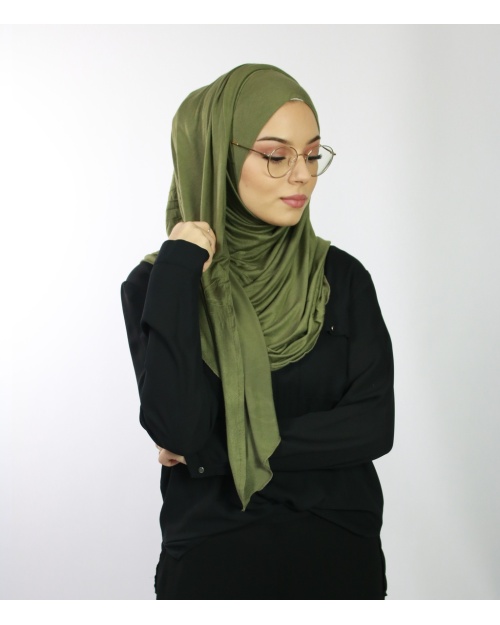 Hijab à enfiler avec ouvertures pour lunettes Kaki 