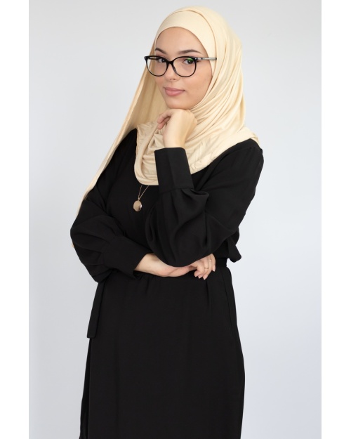 Hijab à enfiler avec ouvertures pour lunettes  Beige