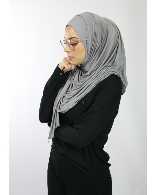 Hijab à enfiler avec ouvertures pour lunettes  Gris clair