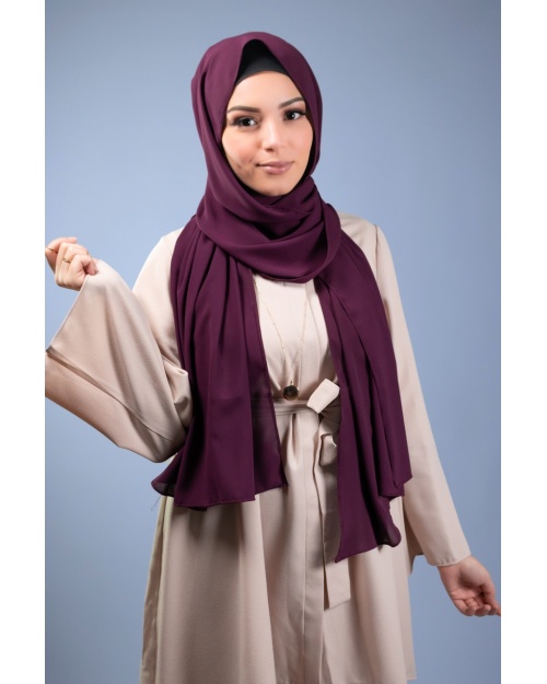 Maxi hijab mousseline de soie opaque  rouge bordeaux 