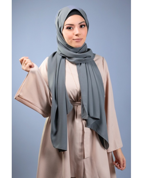 Maxi hijab mousseline de soie opaque gris foncé