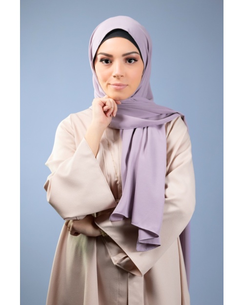 Maxi hijab mousseline de soie opaque Lilas 