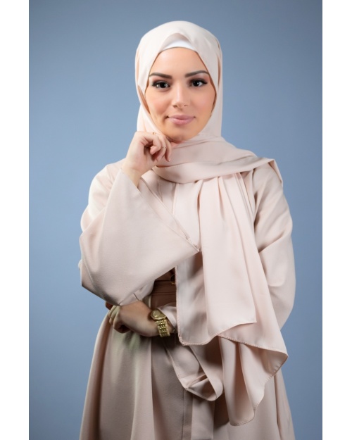 Maxi hijab mousseline de soie opaque beige