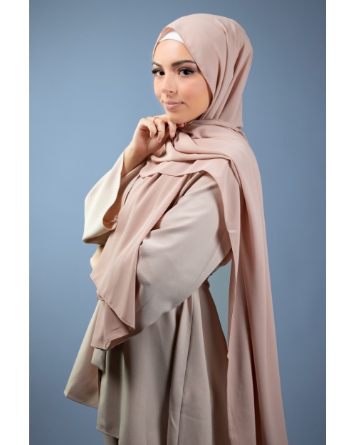 Maxi hijab mousseline de soie opaque nude 