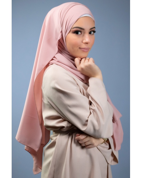 Maxi hijab mousseline de soie opaque Rose