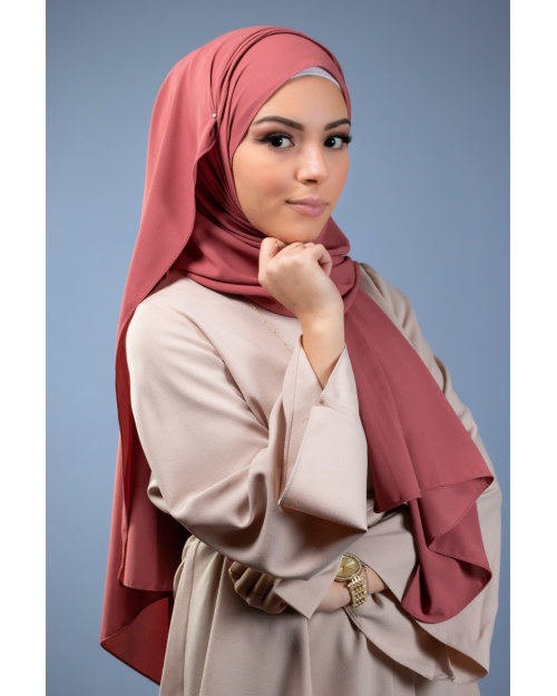 Maxi hijab mousseline de soie opaque corail