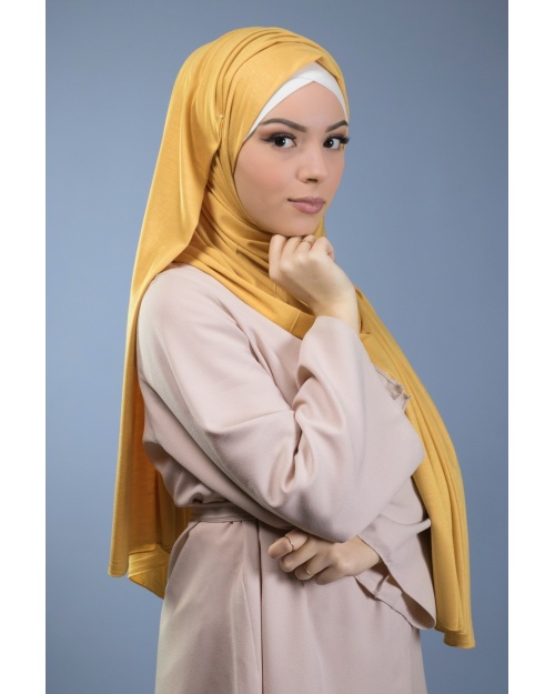 hijab jersey PREMIUM MAXI jaune moutarde