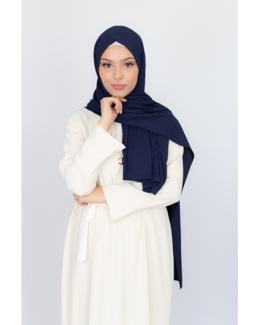 Hijab jersey Côtelé bleu marine