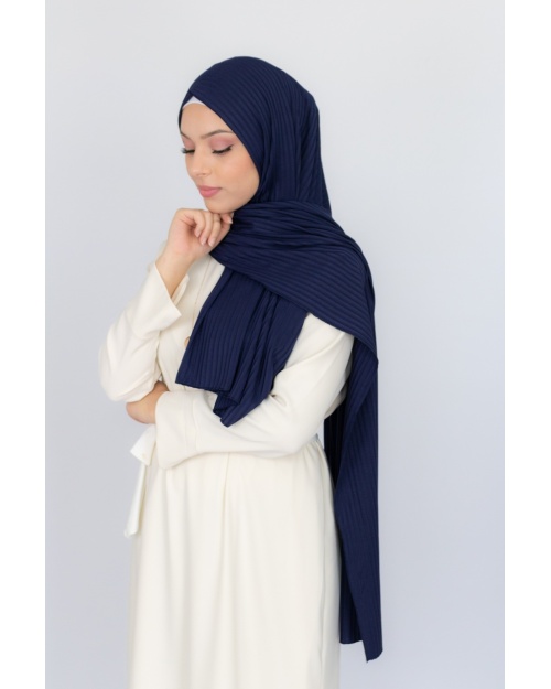 Hijab jersey Côtelé bleu marine