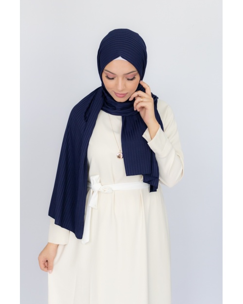 Hijab jersey Côtelé bleu marine