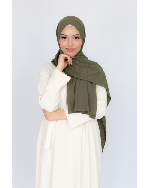 Hijab jersey Côtelé vert kaki