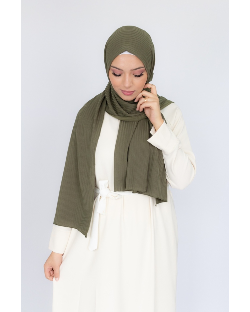 Hijab jersey Côtelé vert kaki