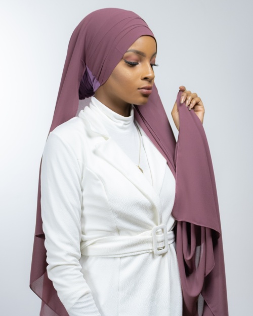 Hijab à enfiler entièrement Mousseline framboise